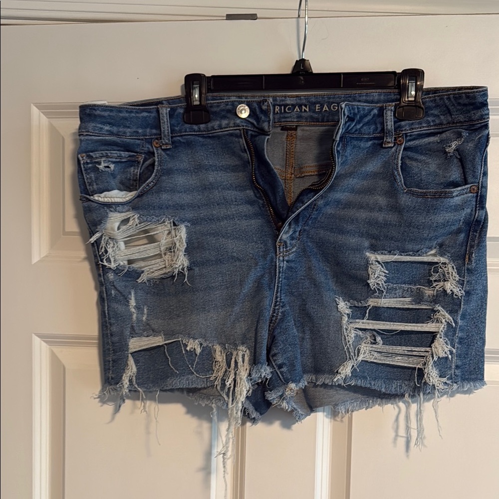 American Eagle Outfitters Blue Distressed Jean Shorts
